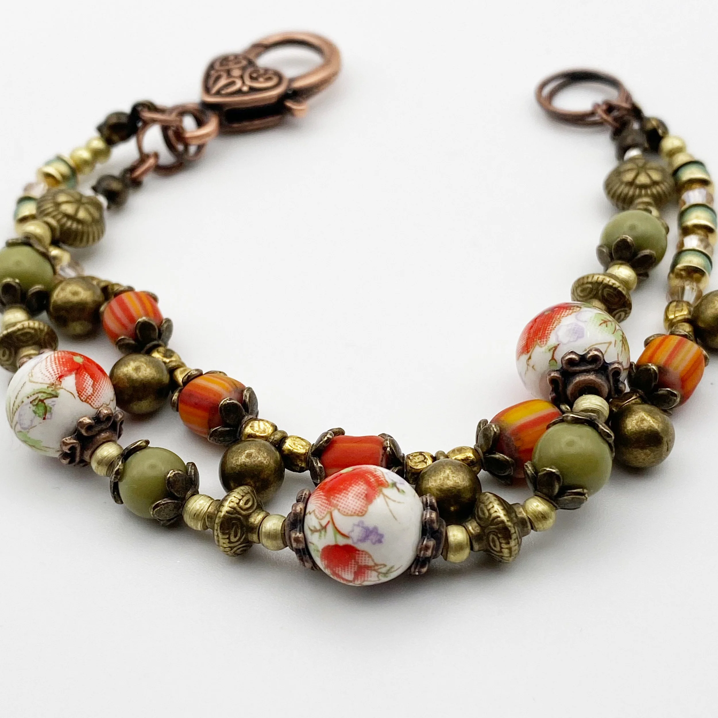 Vintage Floral Garden Bracelet – "Autumn Blossom Whispers"