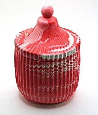 Red Carousel Candle Vessel with Cherry Blossom Soy Wax