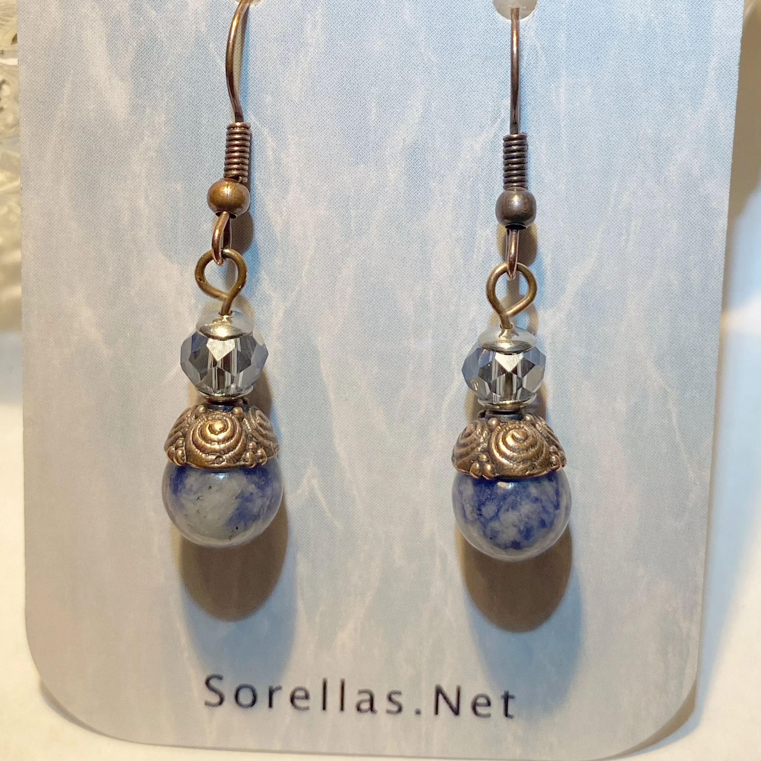 Blue Spot Jasper & Crystal Drops – "Storm Cloud Poetry"