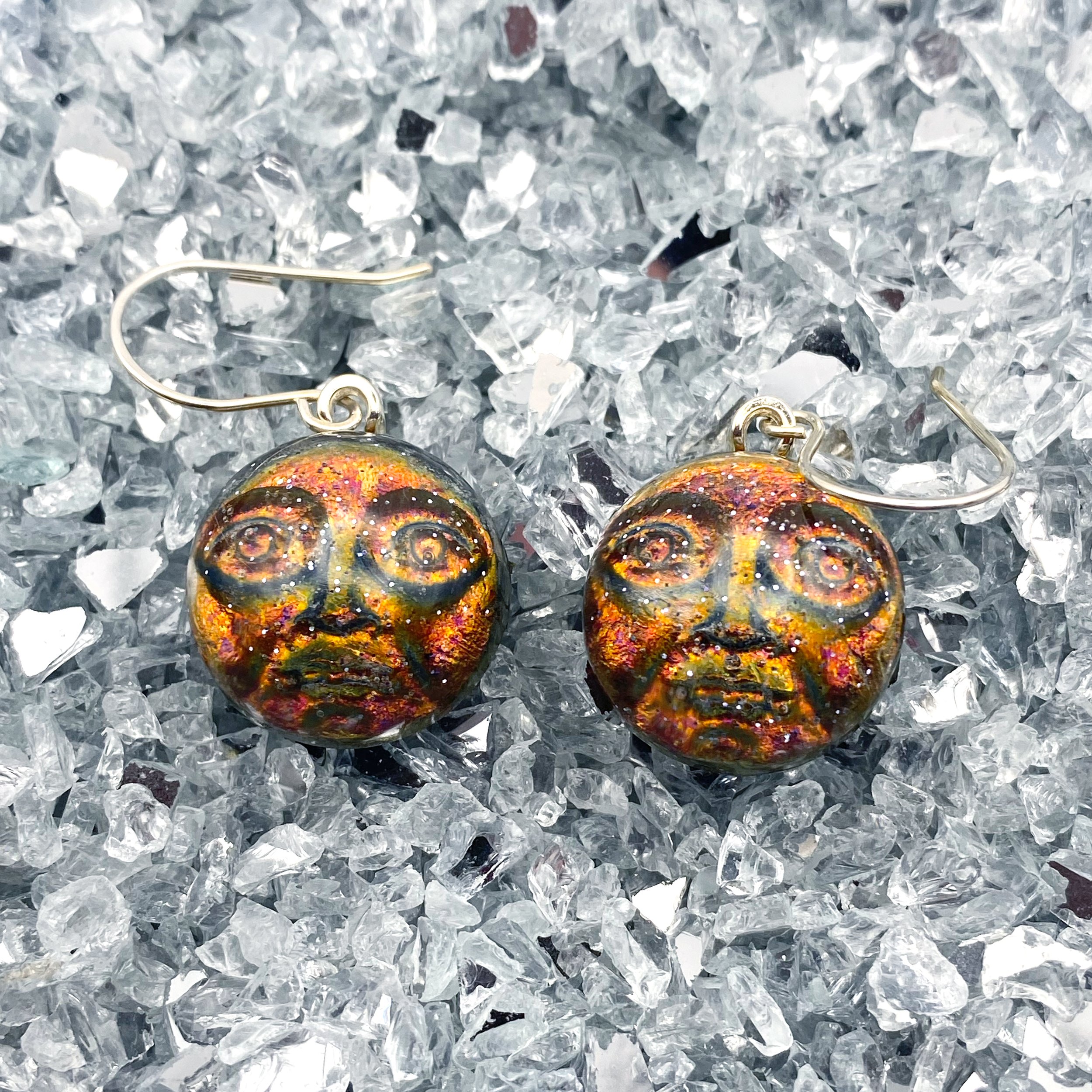 Celestial Moon Man Resin Earrings