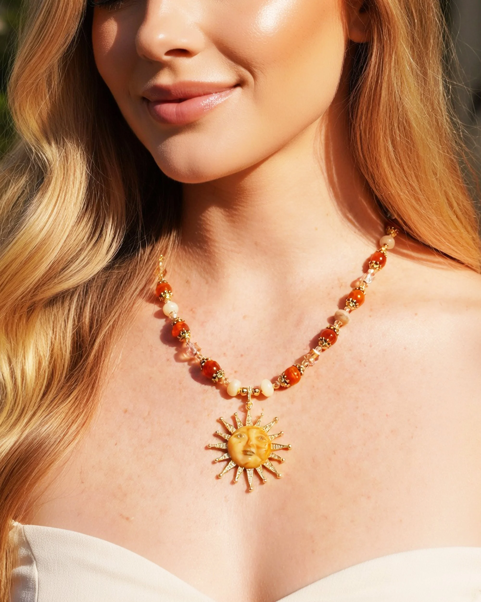 Celestial Radiance Sun Pendant Necklace - Radiant Dawn Sun Pendant