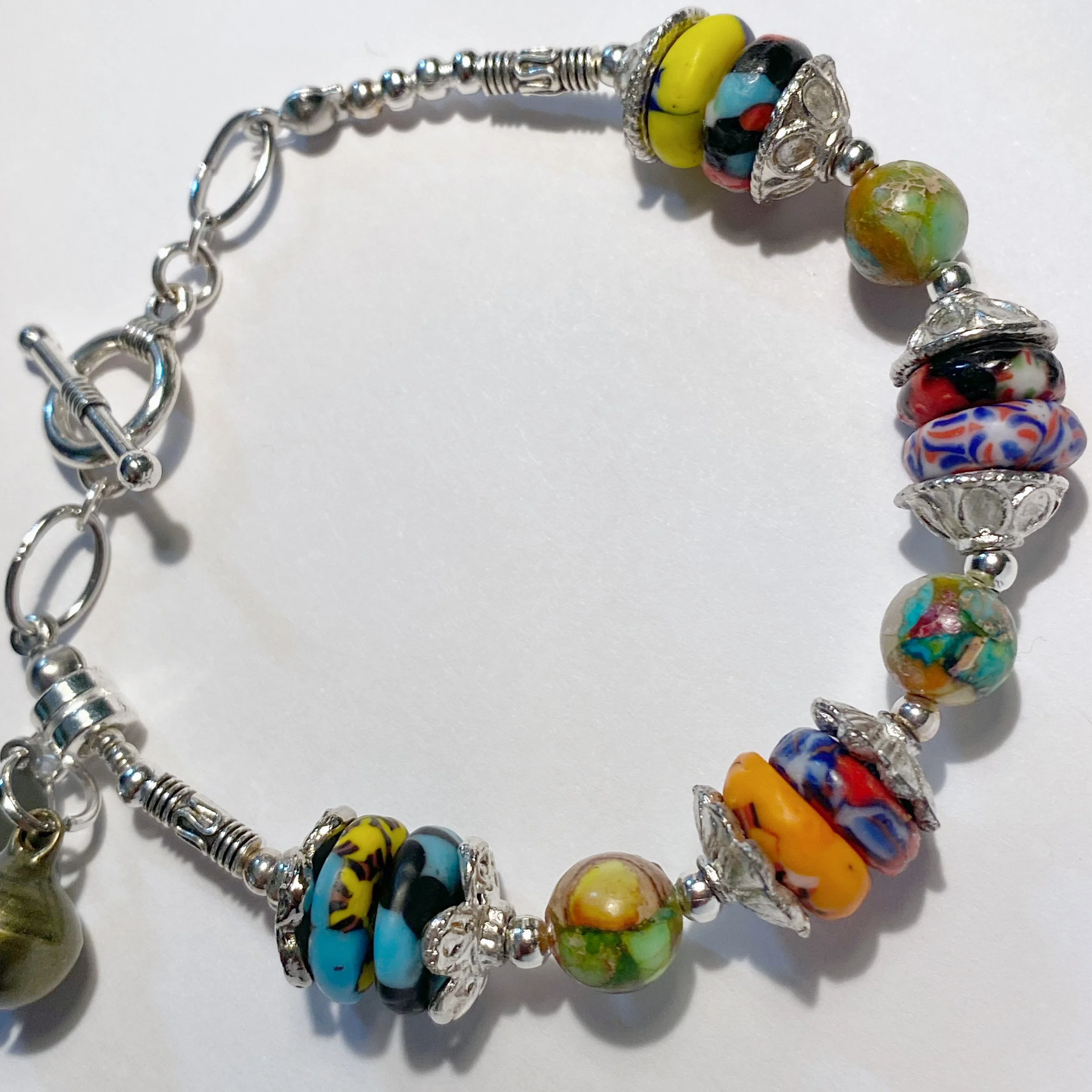 Fiesta Imperial Jasper & Fused Glass Bracelet – "Carnaval Sunrise"