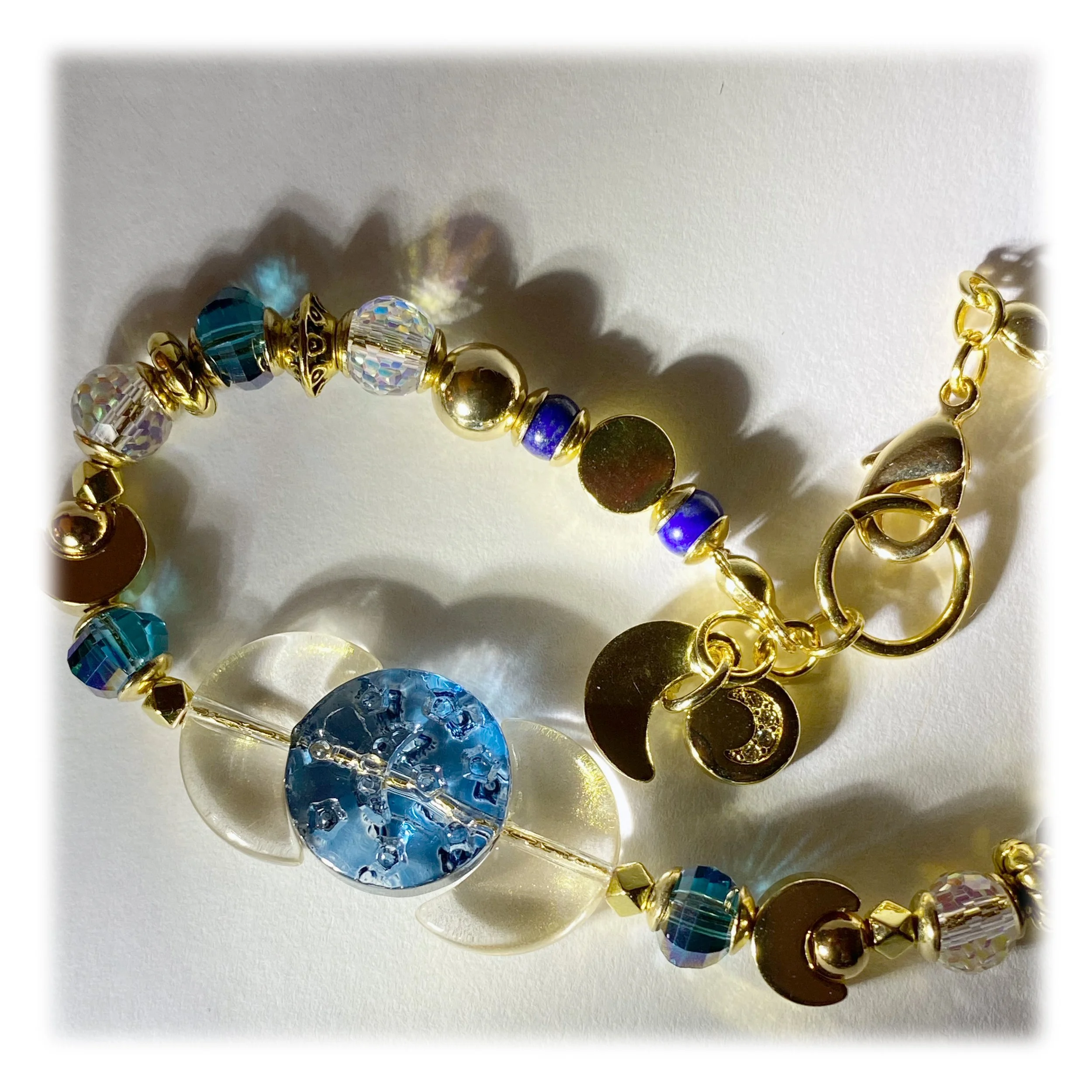 Champagne Moonlight Crystal Bracelet – "Lunar Luxe"