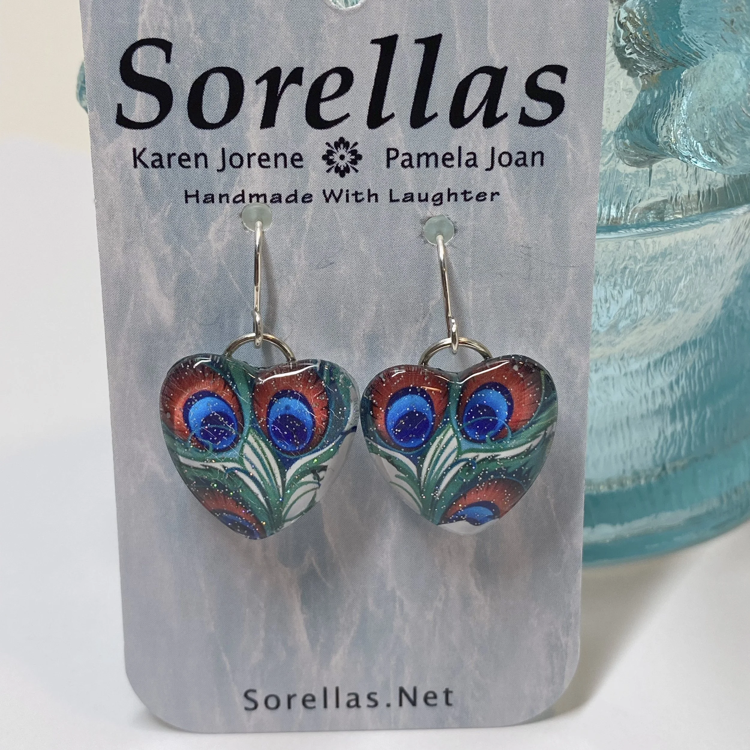 Peacock Heart Resin Earrings – "Pride & Plumage"