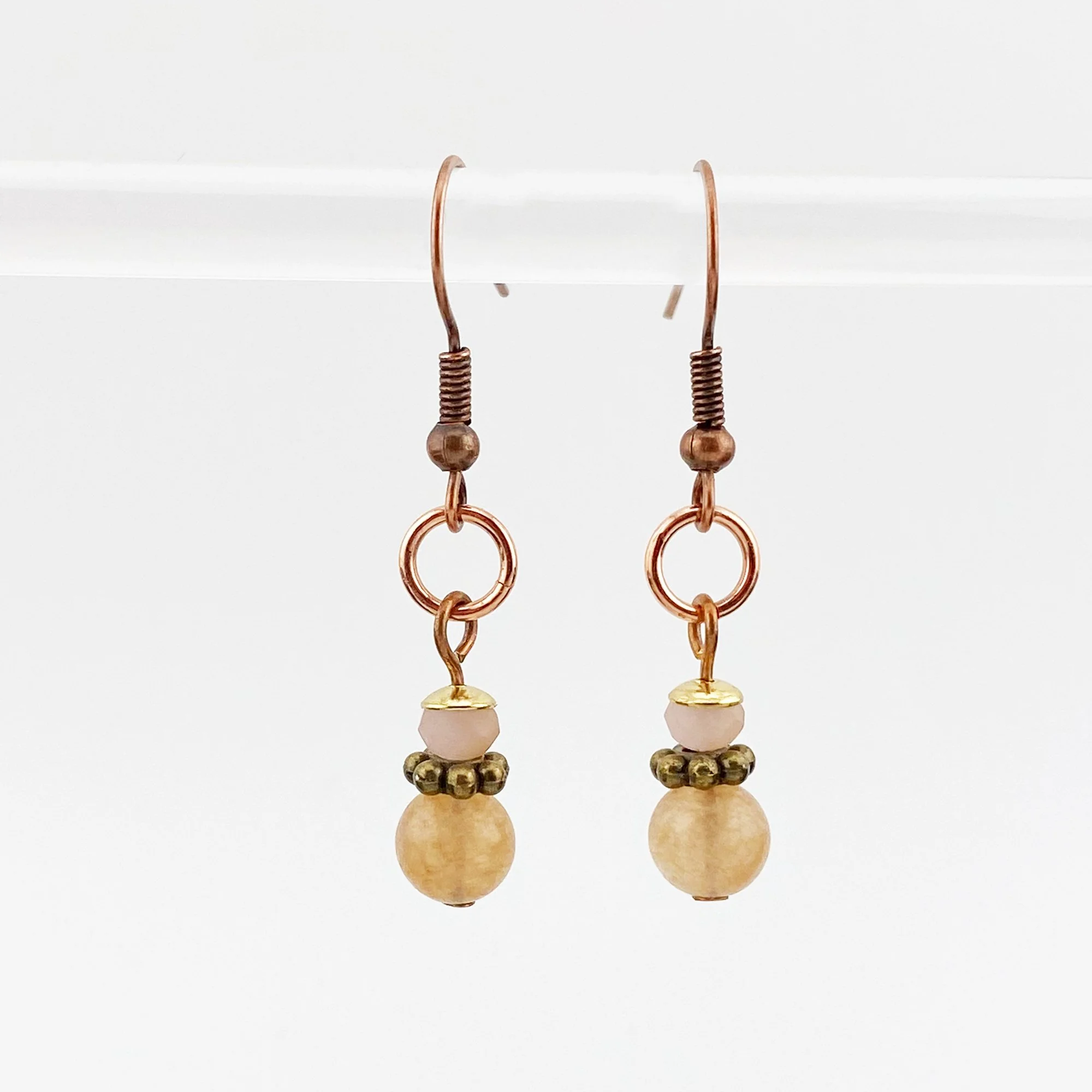 Peach Moonstone & Champagne Crystal Drops – "Soft Sunrise Glow"