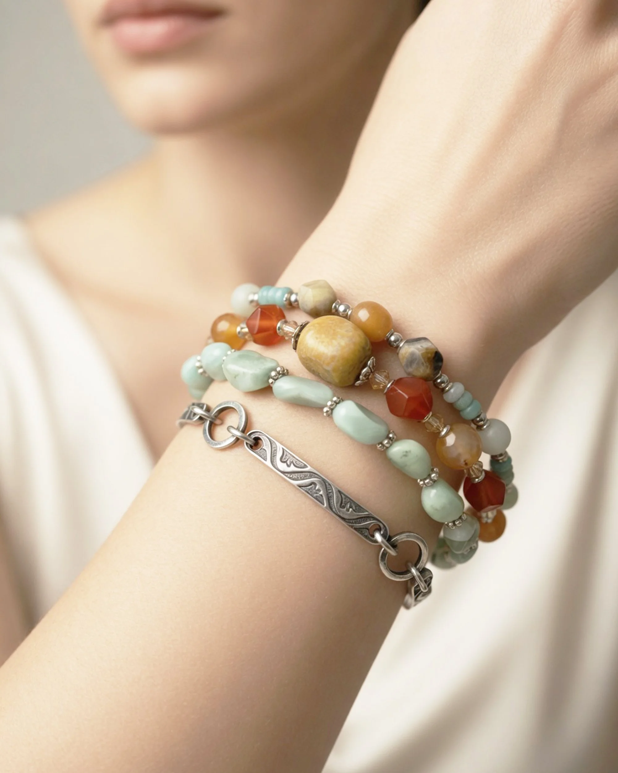 fossil coral angelite bracelet.jpg