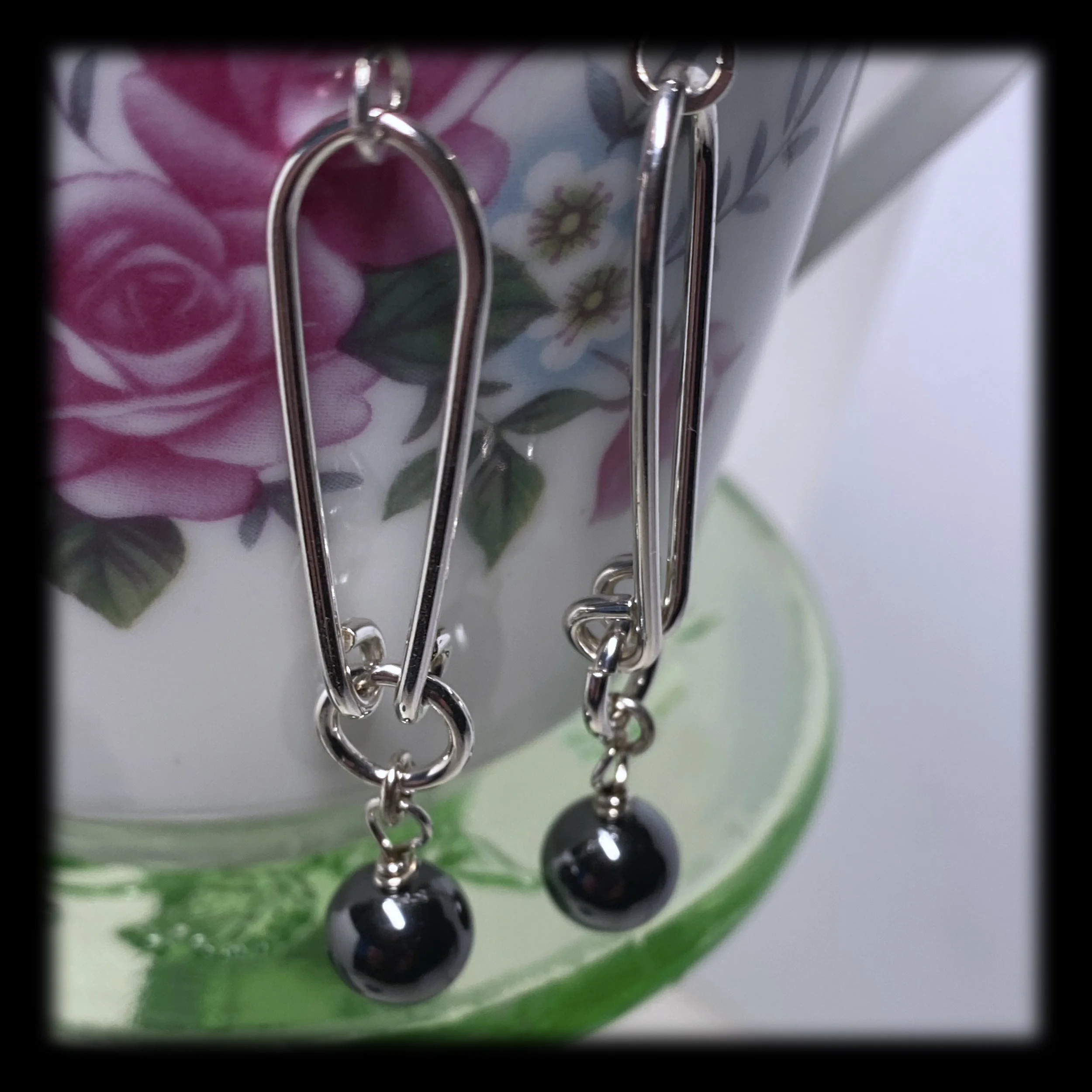 Pyrite Bead Drop Sterling Silver Earrings