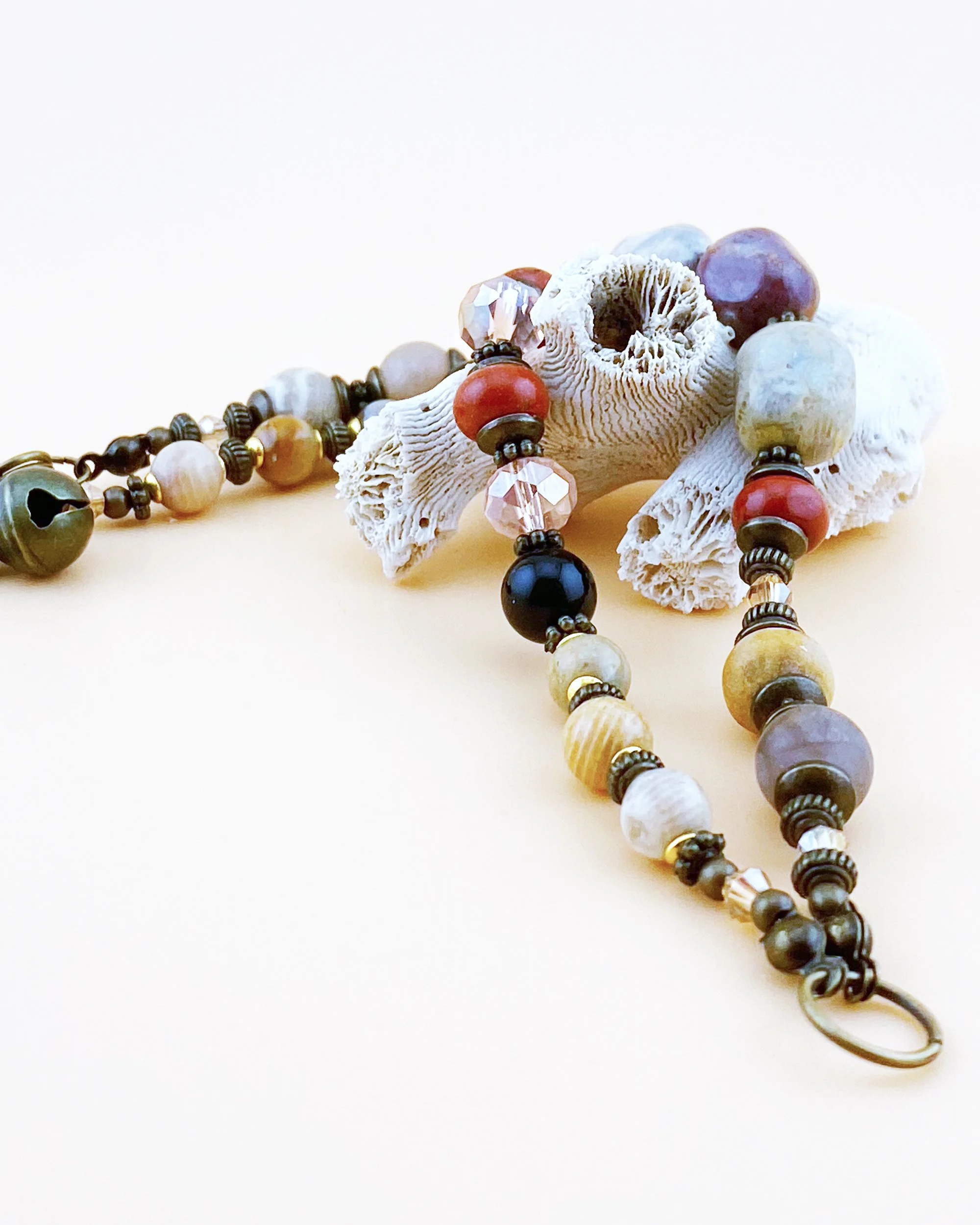 Timeless Elegance Fossil Coral and Bronze Bracelet