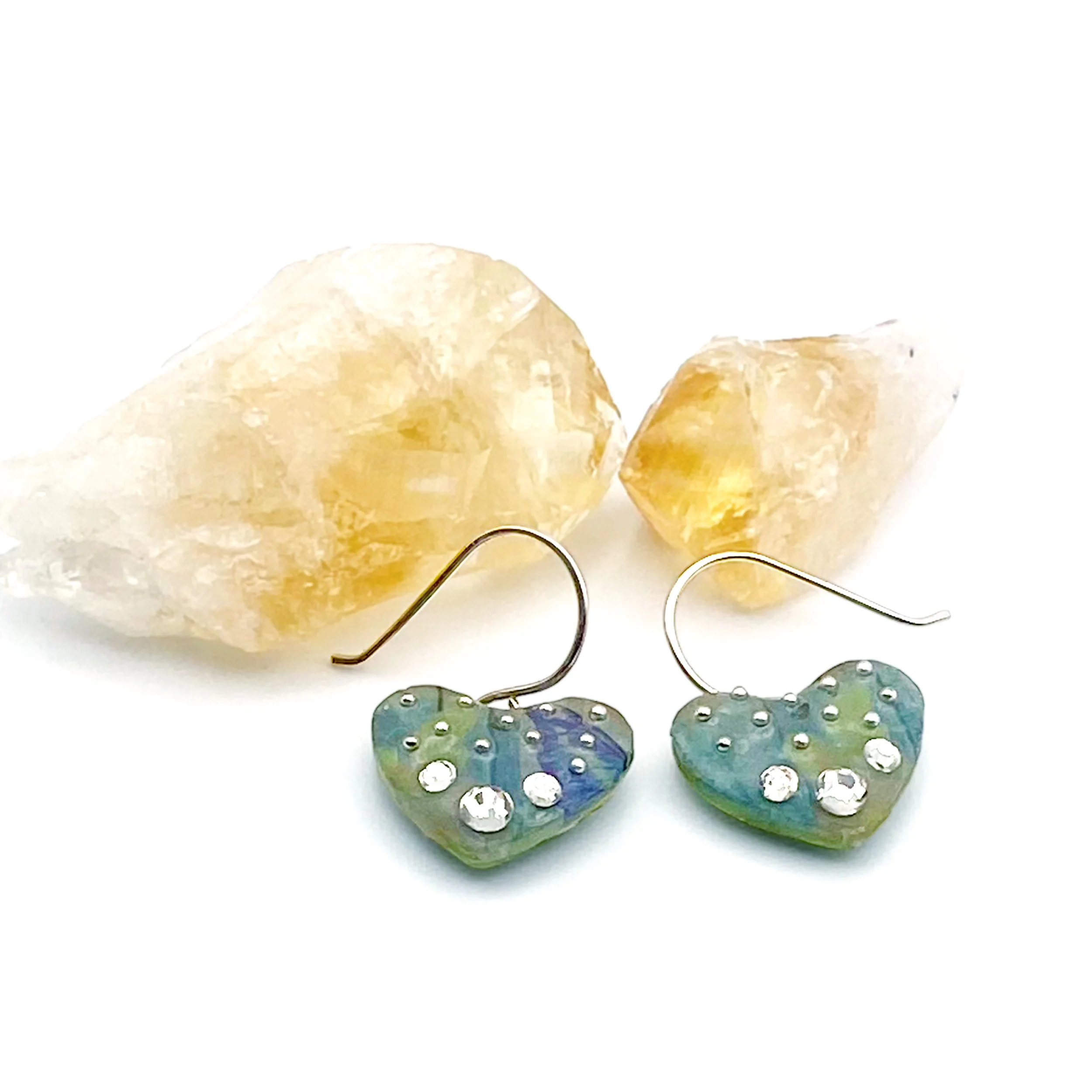 Silver Sprinkled Mermaid Heart Earrings2 copy.jpg