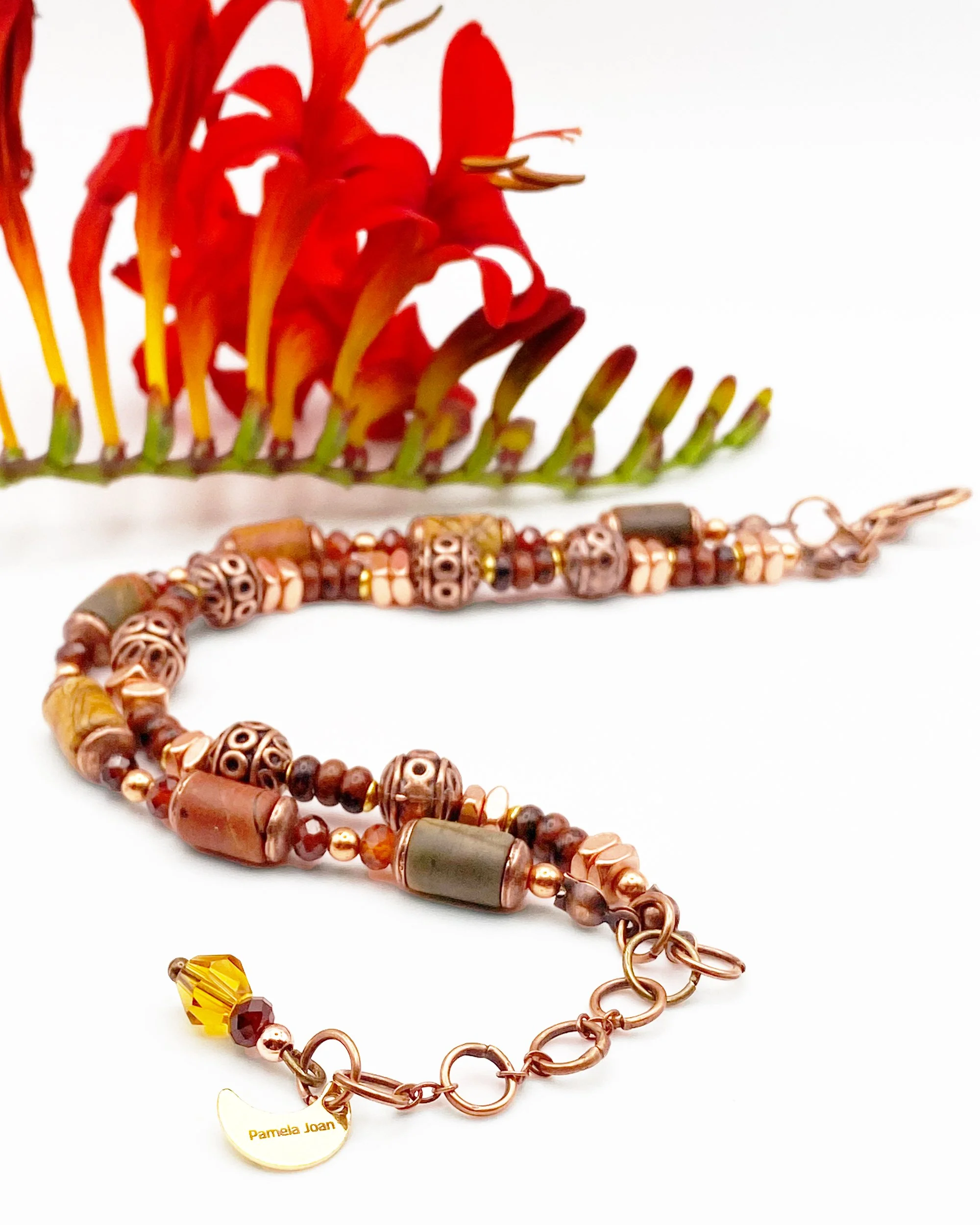 Two-Strand Rainbow Picasso Jasper & Garnet Bracelet