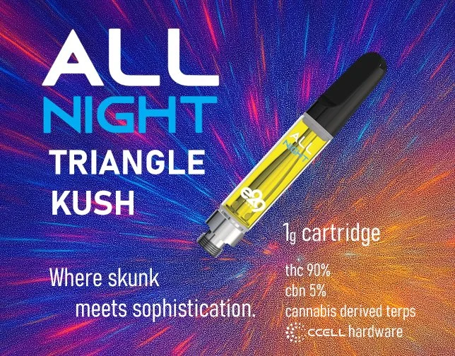 This Triangle Kush blend is old-school loud — earthy, gassy, and just a little bit funky. The kind of flavor that sticks to your tongue and lets everybody know what time it is.  The high hits slow and deep — full-body, heavy-eyes, stay-right-here ene