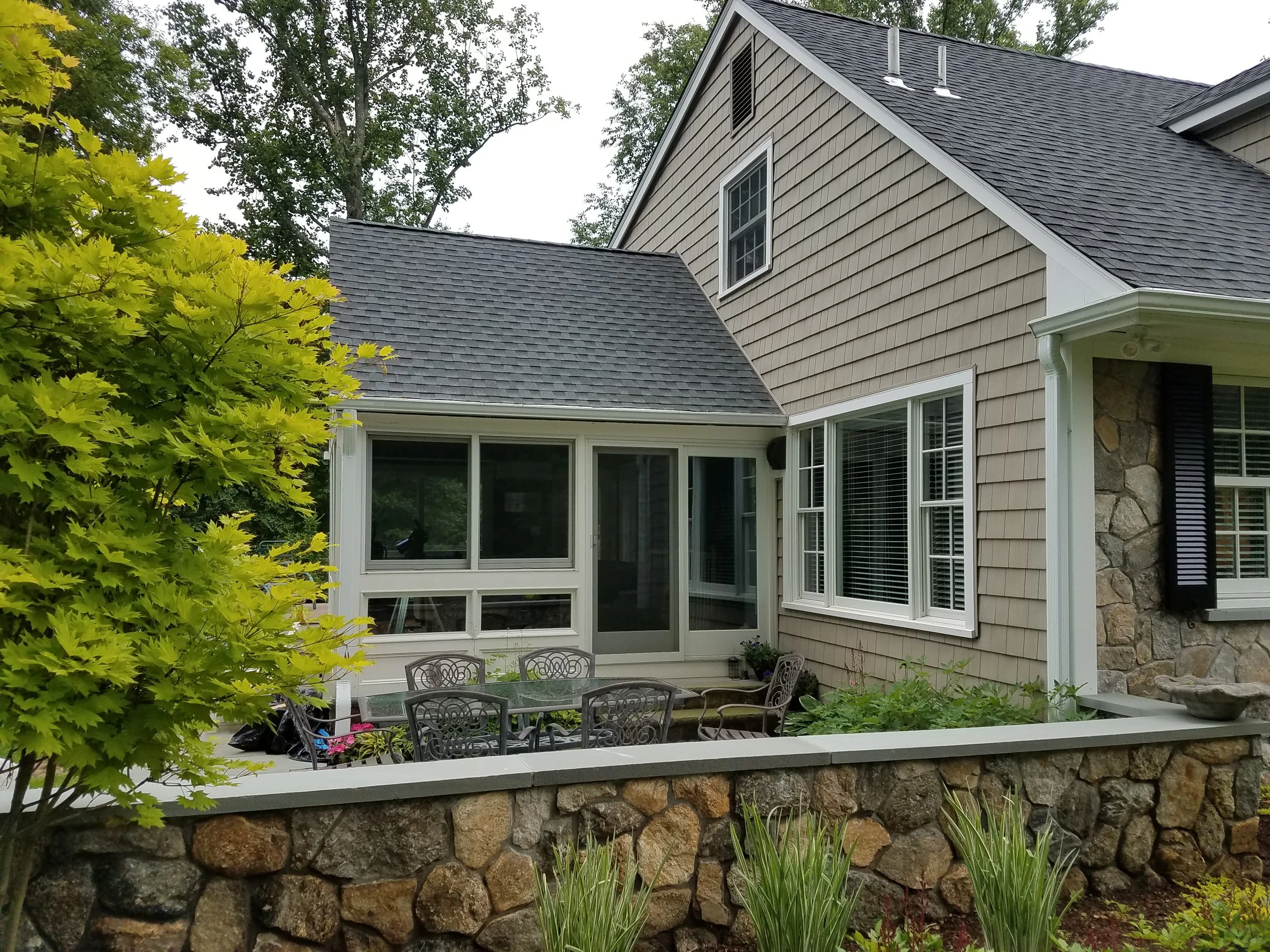 NEW SIDE PATIO WITH NEW WALL & LANDSCAPING