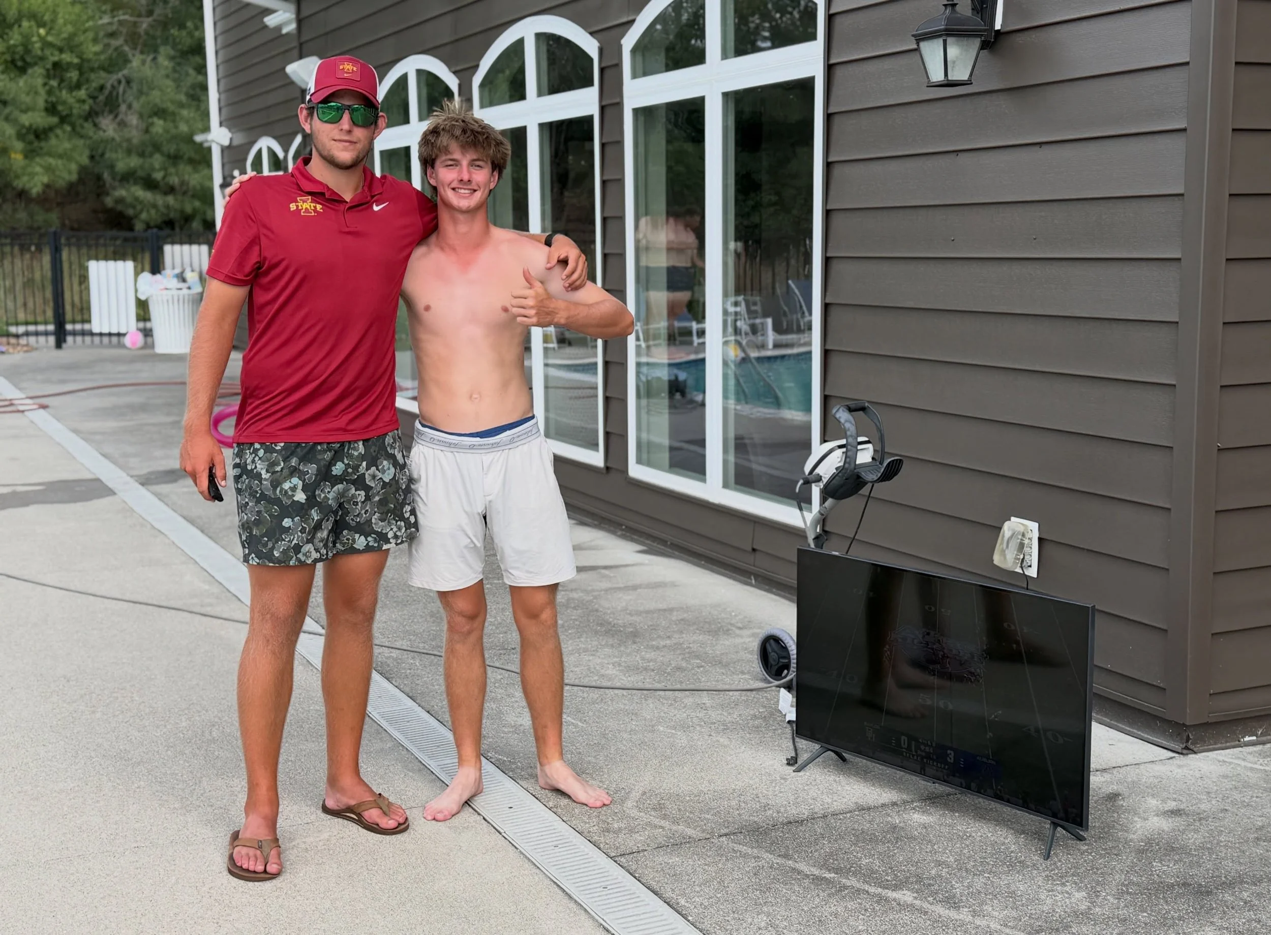 🏈 Pool party? ❌
📺 Missing the first Cyclone game? ABSOLUTELY NOT.

These guys really said, &ldquo;If the game won&rsquo;t come to the pool, we&rsquo;ll bring the TV to the pool.&rdquo; 😂🌪️❤️💛

And honestly&hellip; we love our residents&rsquo; de