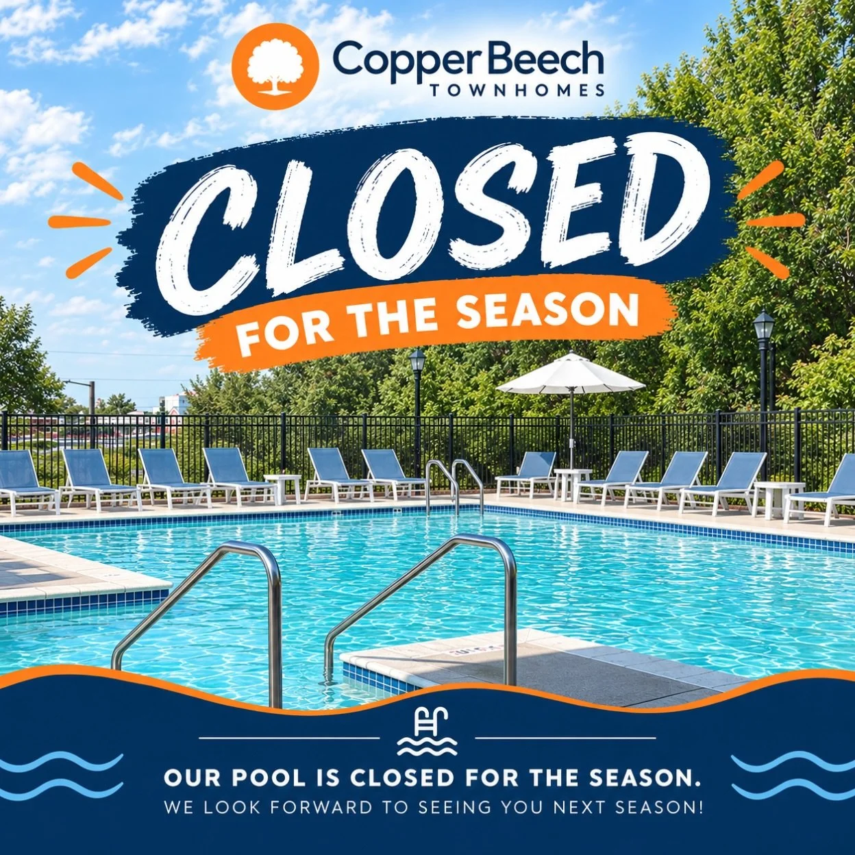 🏊&zwj;♀️ That&rsquo;s a wrap on another pool season! ☀️

Our Copper Beech pool is officially closed for the season. Thank you to all of our residents who joined us for sunny days, refreshing swims, and plenty of poolside memories! 💦

While we&rsquo