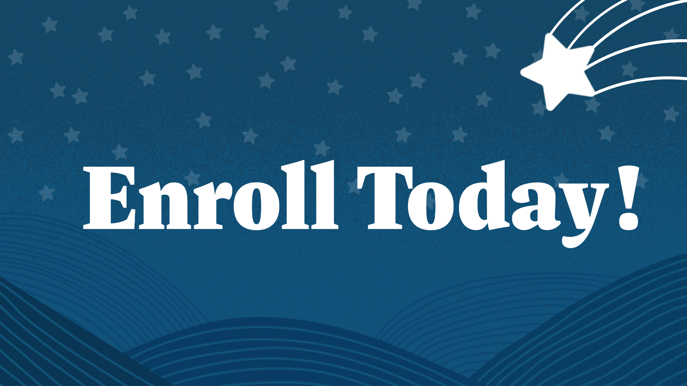 A blue footer with text overlay that reads 'enroll now'