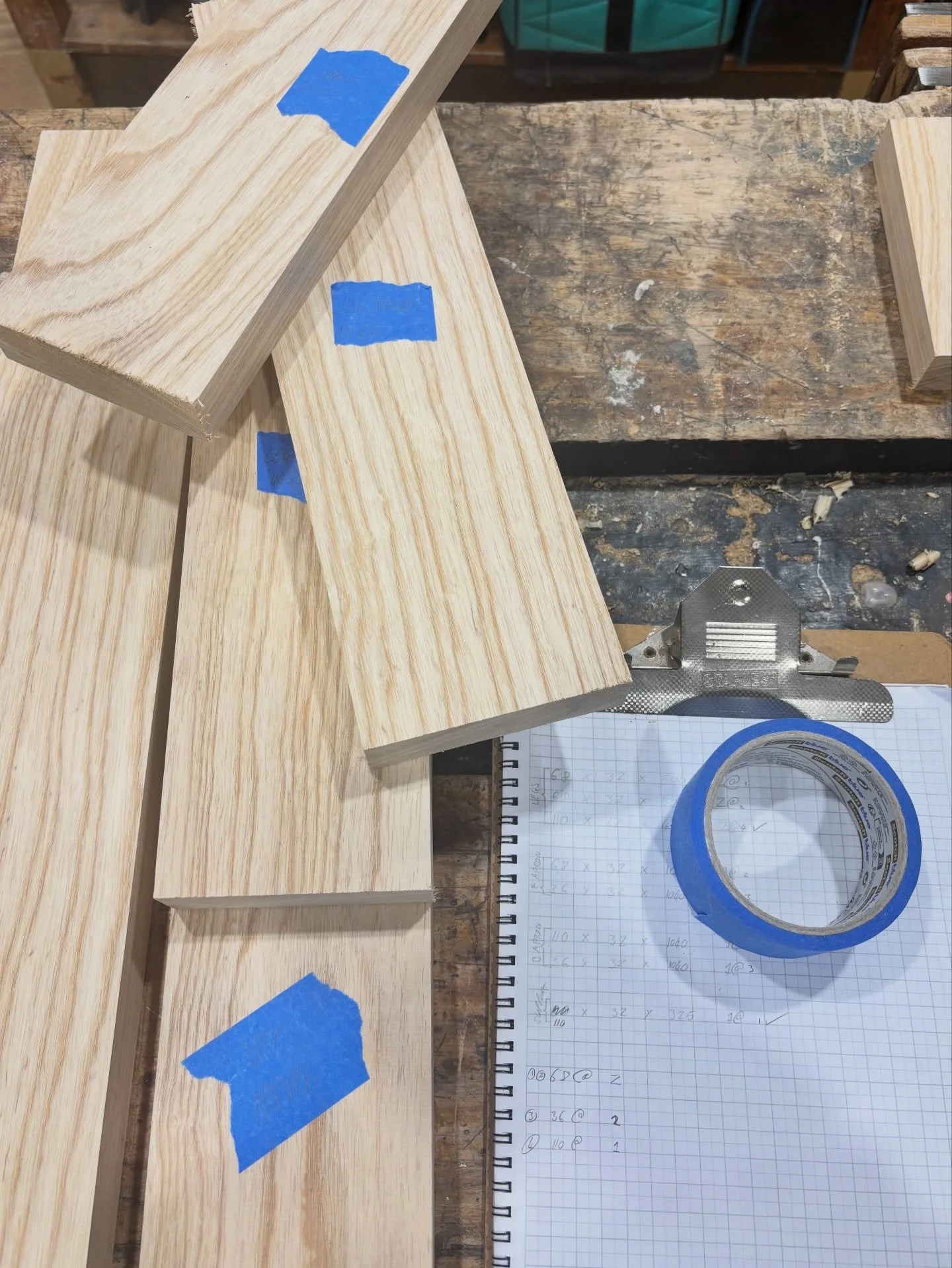 Onto the next&hellip; finding piece in selecting the grain on this solid ash, making sure everything runs through and joins together seamlessly.

Components cut, ripped, marked up and ready for thicknessing.

I&rsquo;m getting used to the new space n