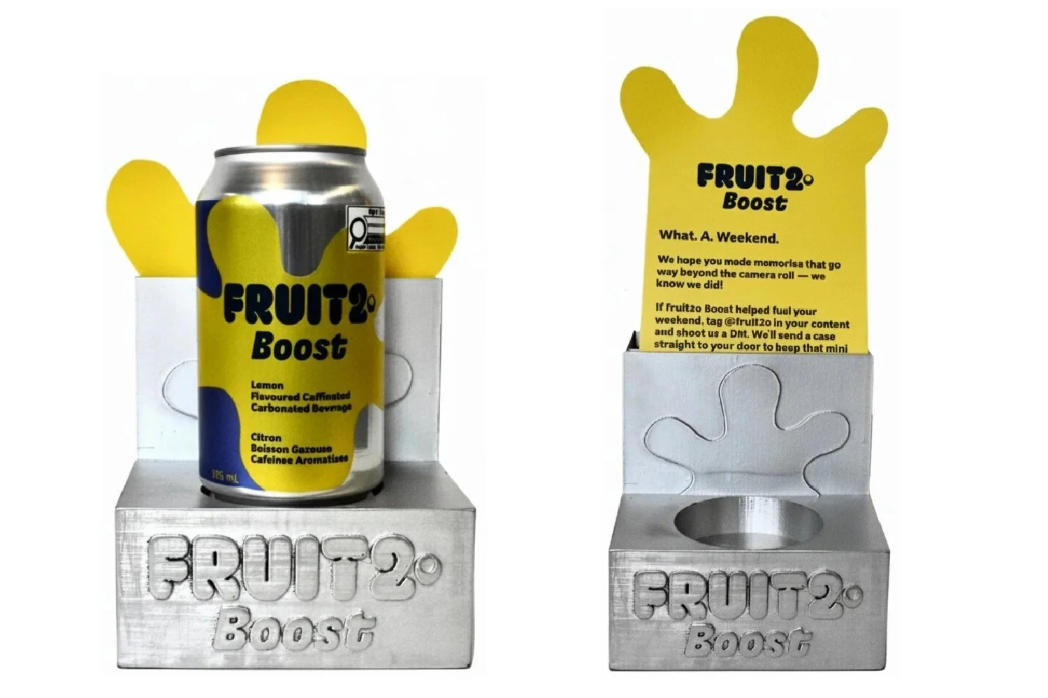 Fruit2o Boost 3D printed insert and thank you note included inside the PR package, created by Kieren Dial.
