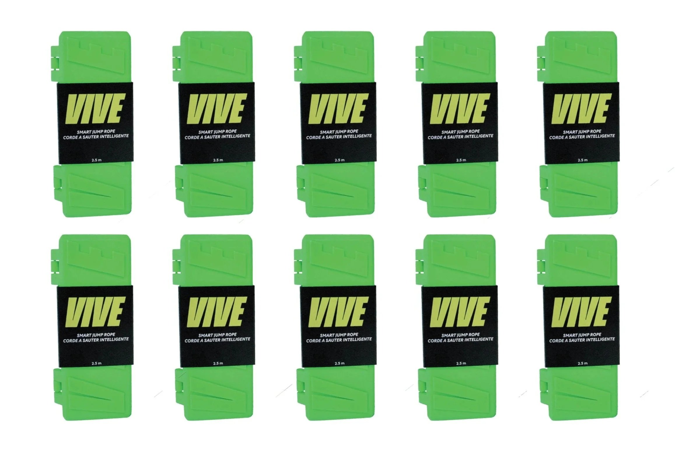 VIVE smart jump rope packaging displayed in a repeating grid, showcasing the redesigned product system, created by Kieren Dial.