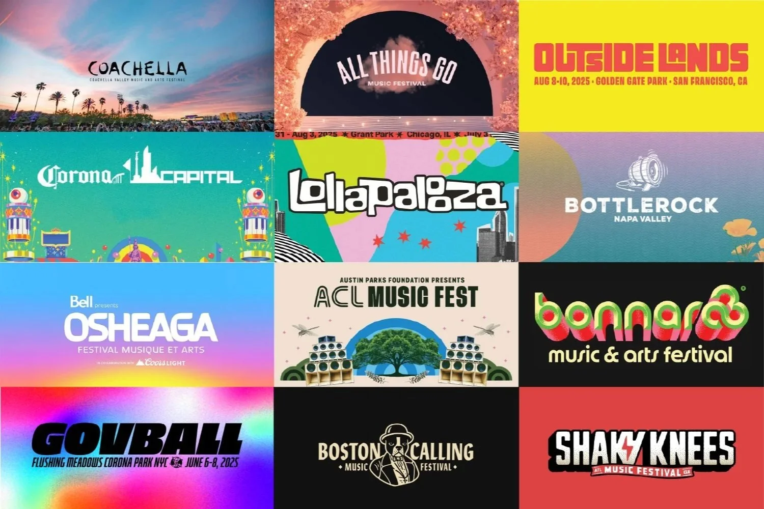 Competitive landscape map of major North American music festivals showing the gap in the Vancouver and West Coast Canada market that Range fills