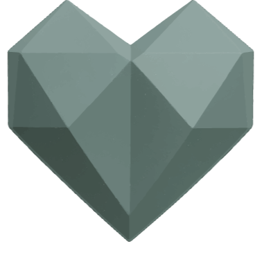 A three-dimensional geometric shape resembling a heart with a faceted, polygonal surface.