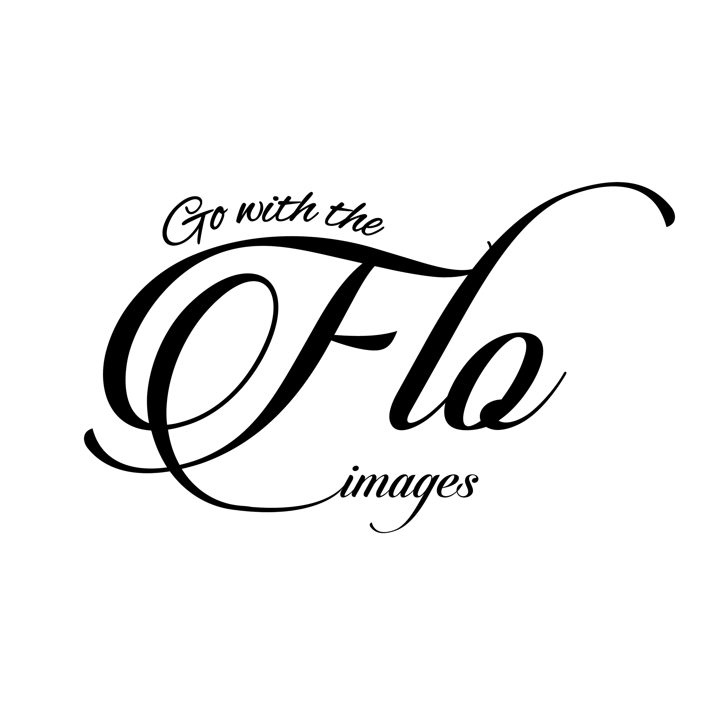 Black and white logo with the text "Go with the images" in stylized cursive font.