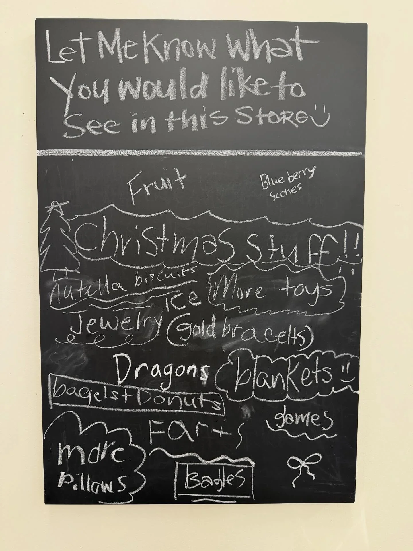 If you&rsquo;ve stopped by the shop, you&rsquo;ve probably noticed this board! It&rsquo;s where customers leave their suggestions and ideas, and it&rsquo;s truly one of my favorite parts of the store. I love seeing what you all come up with! Here&rsq