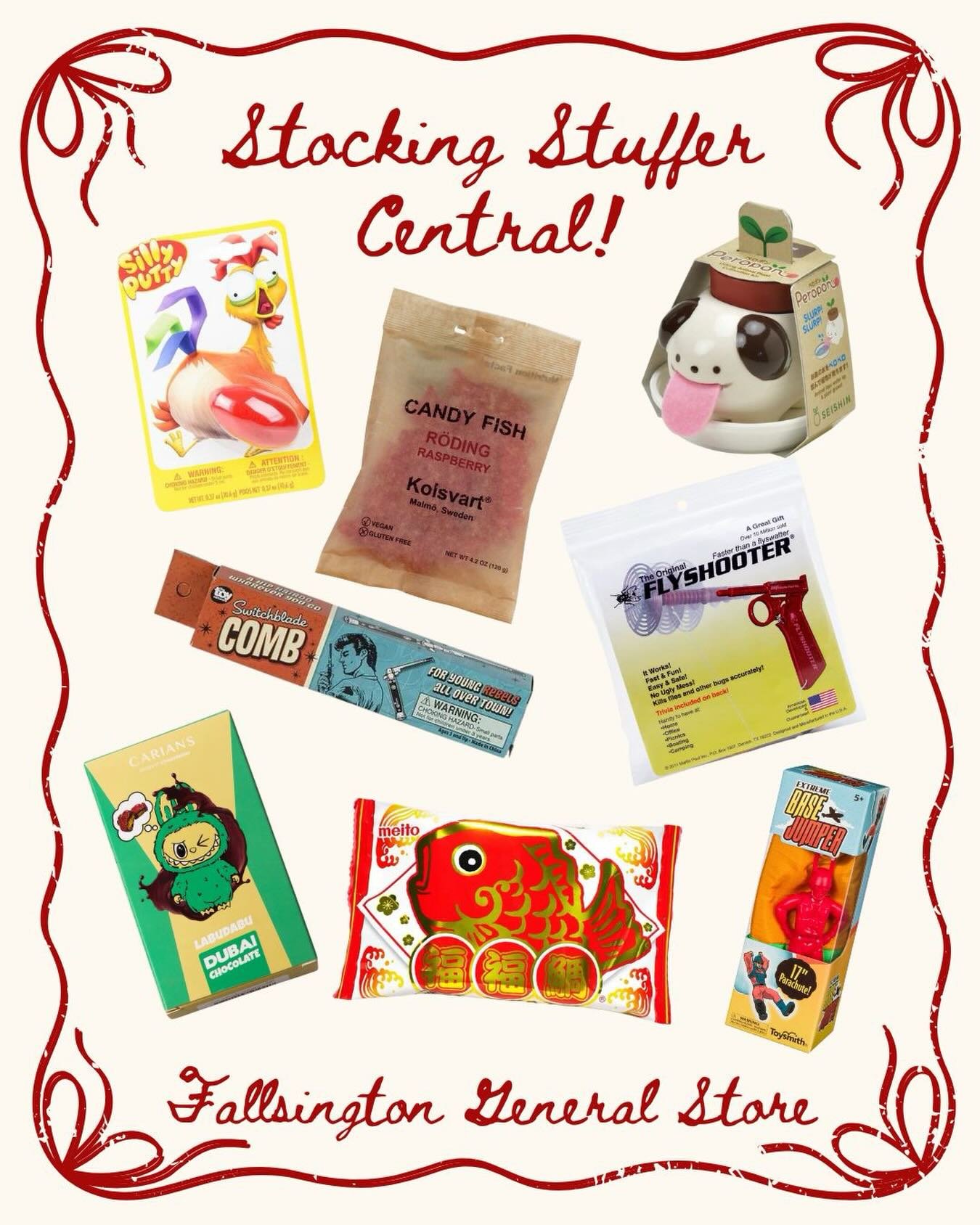 ✨Stocking Stuffer Central 🎄
Here is just a small peek at what we have in the shop. Fun toys, nostalgic candy from around the world, silly little surprises, and unique treats that make perfect stocking stuffers for kids, adults, and everyone in betwe