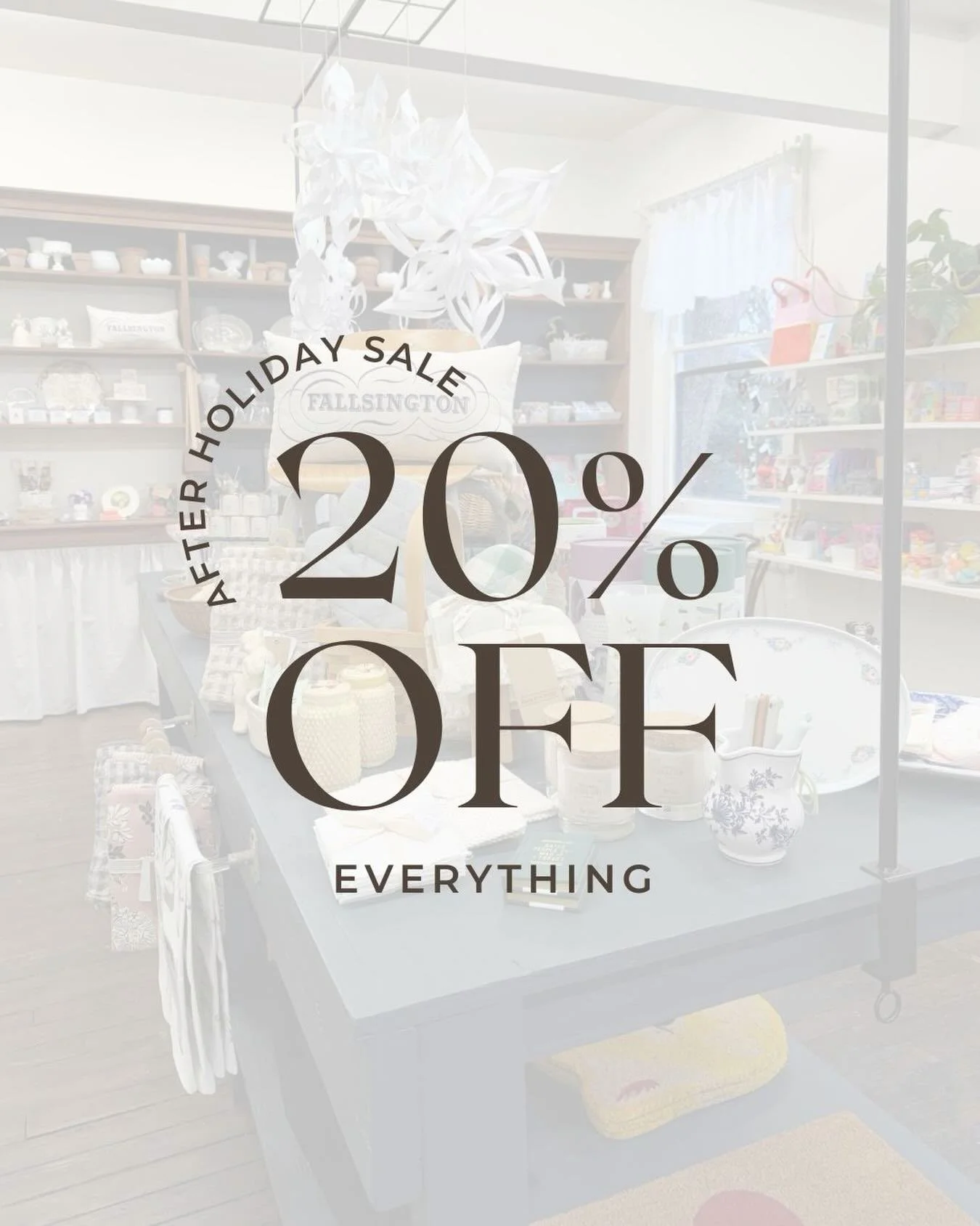 20% off everything 🎉
Now through Friday.
No exclusions. No tricks. Just a really good excuse to stop by.