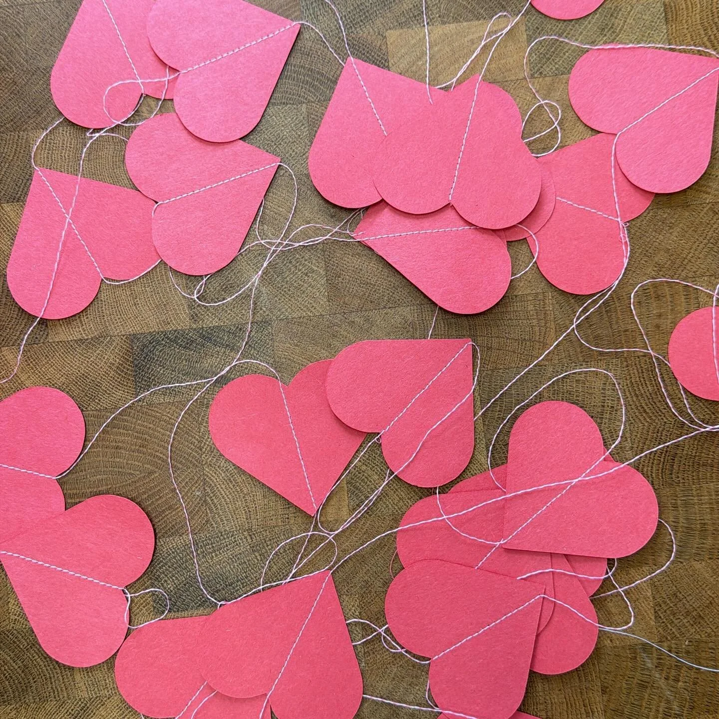 I will be here until 2:00 today making a never ending heart garland for the shop. Stop by and say hi!