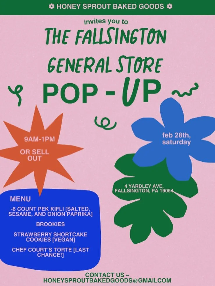 @honeysproutbakedgoods will be here on Saturday!! Make sure to stop by early for some yummy treats.