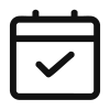 Blank gray calendar icon with a checkmark