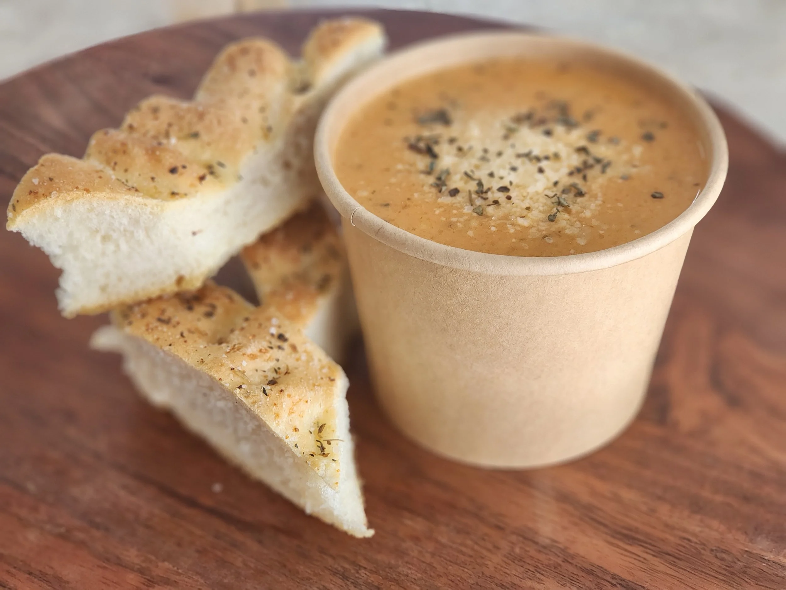 Tomato Basil Parmesian with Facaccia