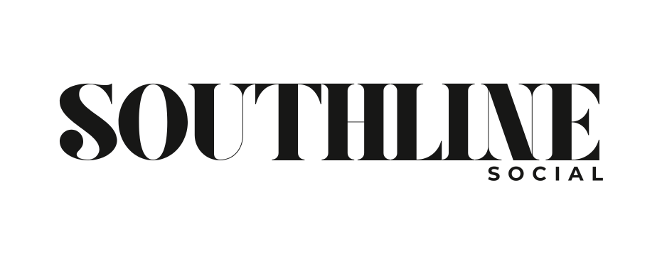 Black and gray logo for Southline Social with the words 'Southline' in large font and 'Social' in smaller font.