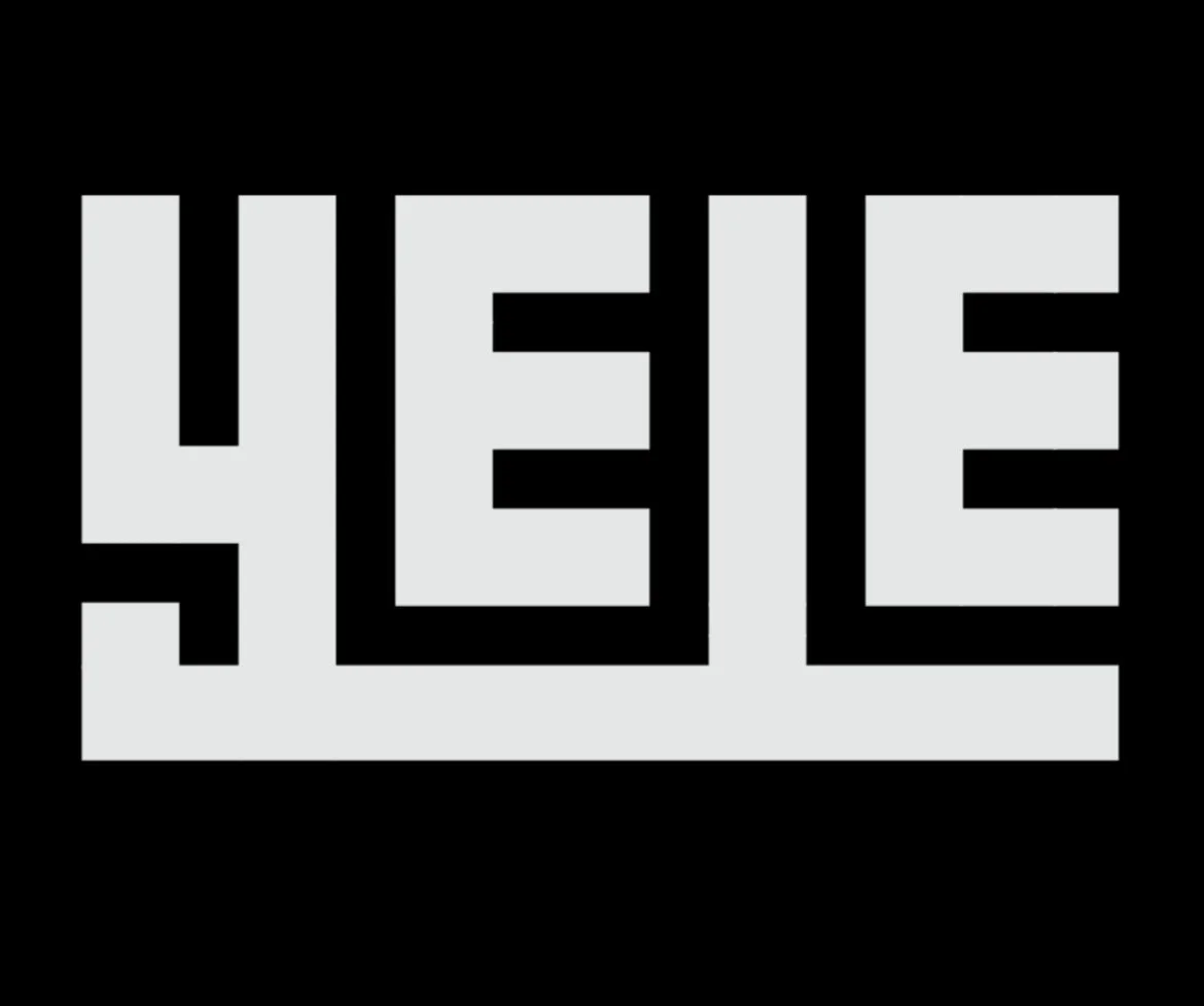 The word 'YEE' in large white block letters on a black background, with a rectangular border around it.