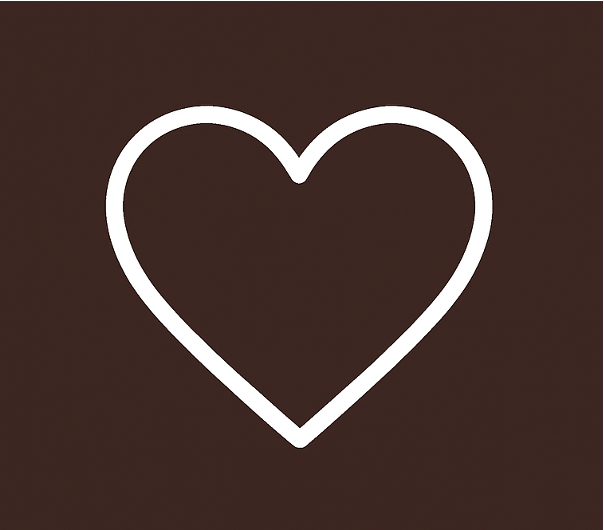 White outline of a heart on a dark background.