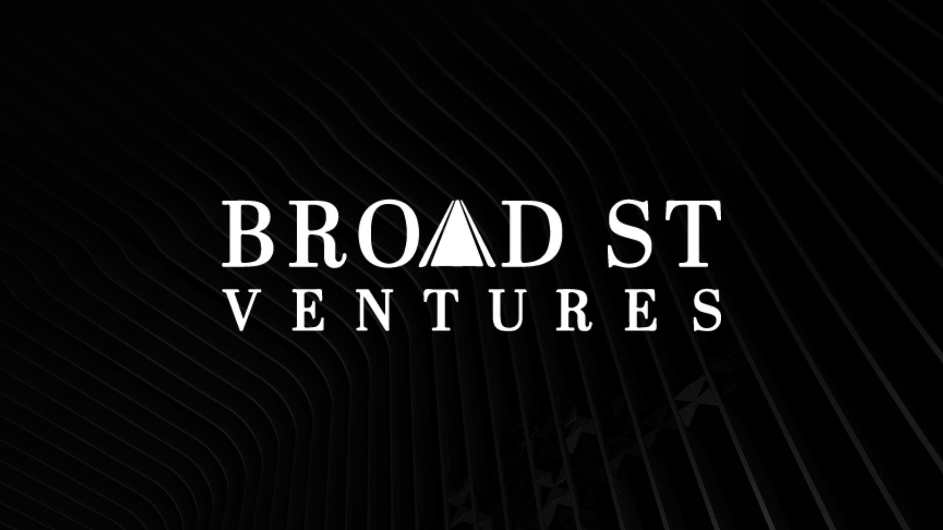 Logo for Broad St Ventures with stylized text and geometric design on a black background.