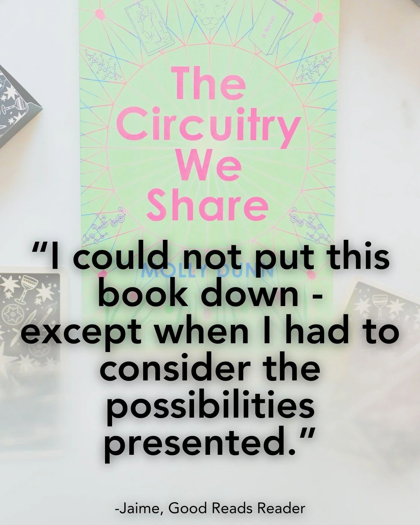 "[The Circuitry We Share] not only follows the crossing of lives, it also brings to light the &ldquo;what ifs&rdquo; of AI and the power that technology and big business money have on our lives. A wonderful debut novel." - Jaime, Good Reads