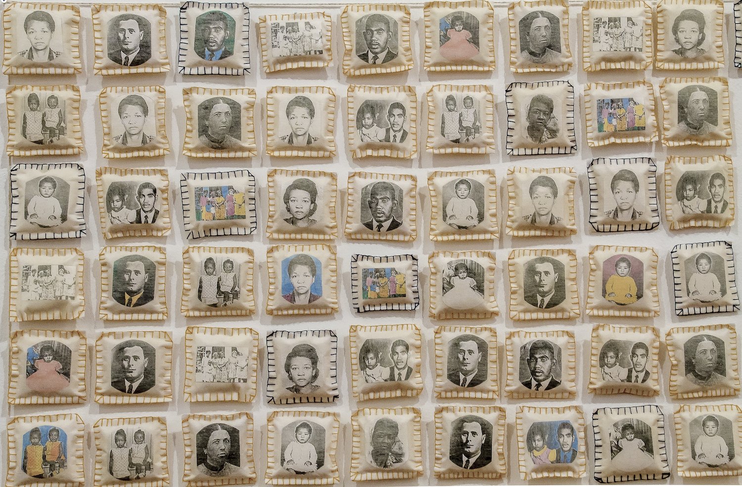 Rosana Paulino, Parede da Memória (Wall of Memory), detail, 1994-2015 (Brazil)