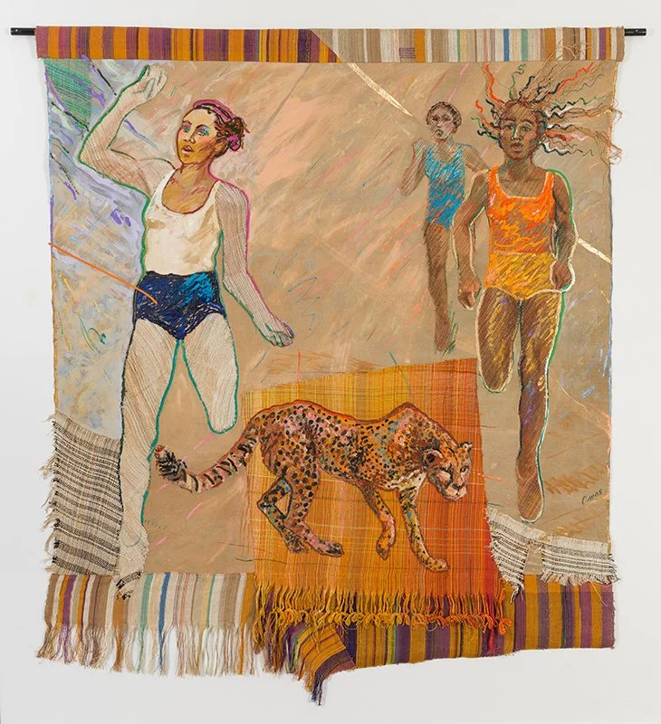 Emma Amos, Runners with Cheetah, 1983 (United States)