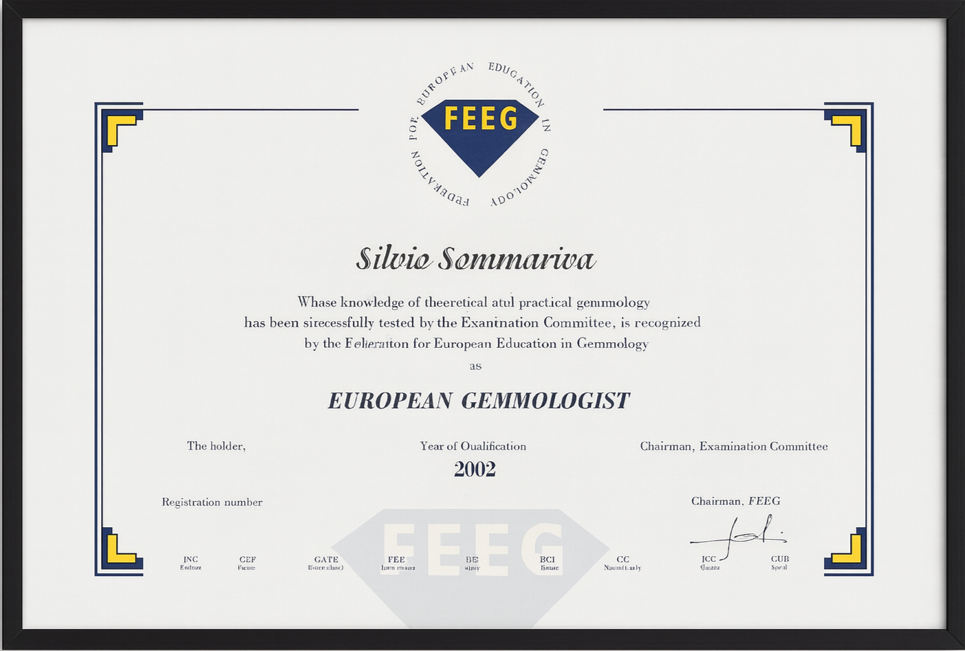 Diploma di gemmologo europeo FEEG