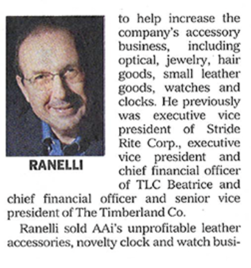 Ranelli Exits FGX, Intl. After Successful Turnaround