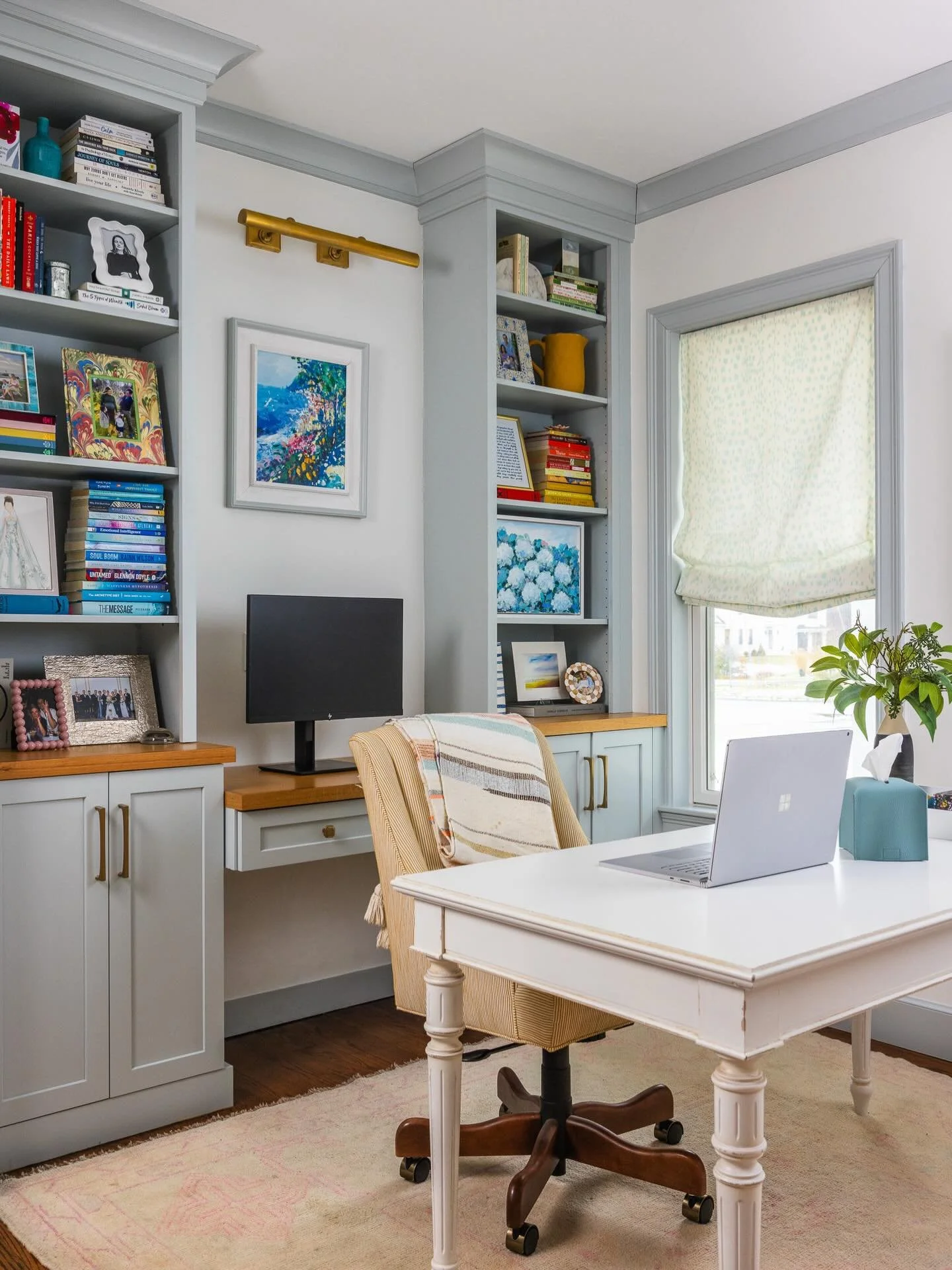 Ahead of a shoot, it&rsquo;s easy to start critiquing&mdash;imagining a more vibrant rug or perfectly balanced shelves. Then I pause and remember: this space reflects this moment in time.

The books are the ones shaping my thinking lately. The rug is