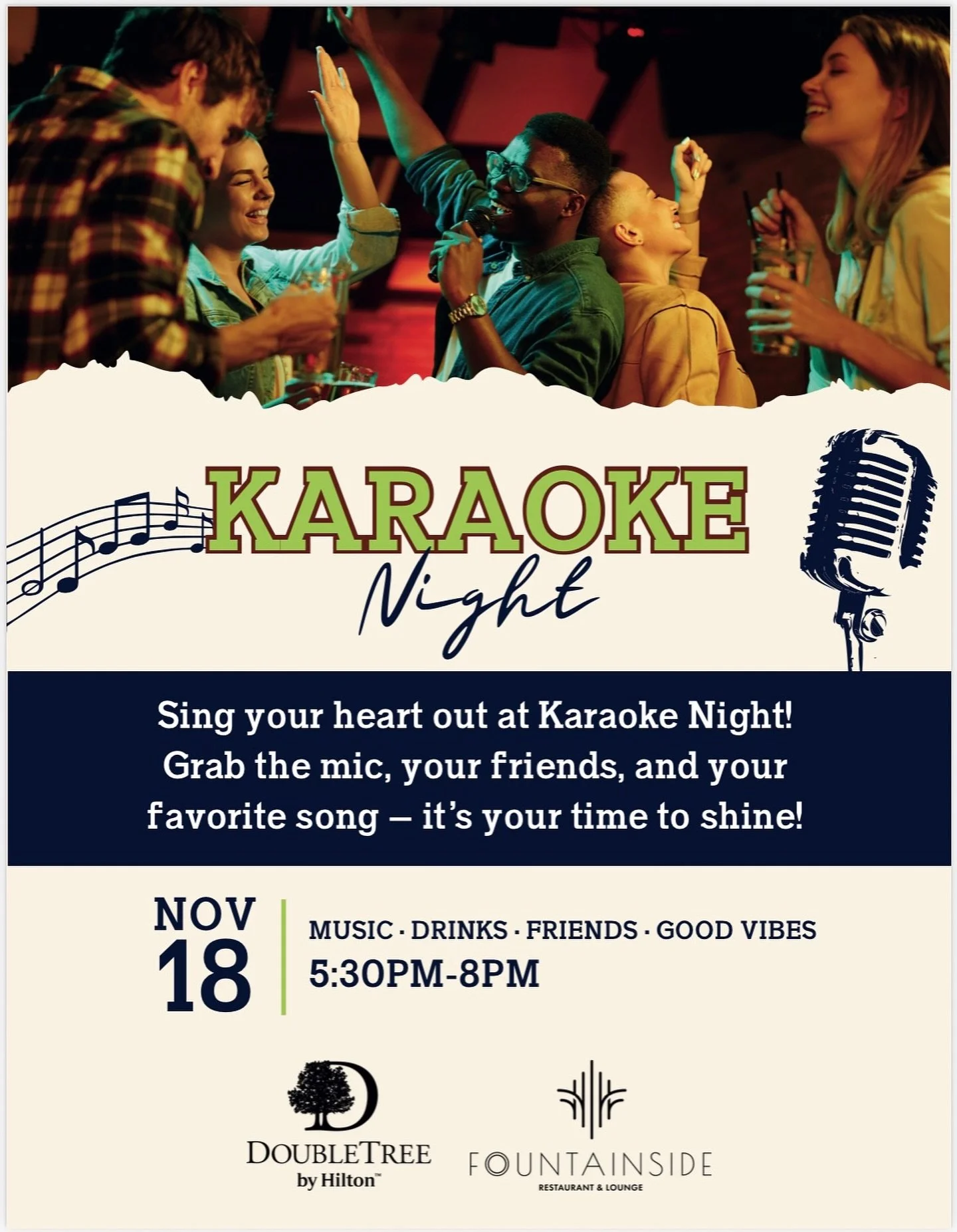 🎤✨ Karaoke is back tomorrow night! ✨🎤

Pull up, grab a drink, and hit the stage &mdash; shower singers, R&amp;B divas, rap stars &amp; &ldquo;I only know the chorus&rdquo; are ALL welcome 😅

📍 Fountainside Restaurant &amp; Lounge
⏰ Tomorrow night
