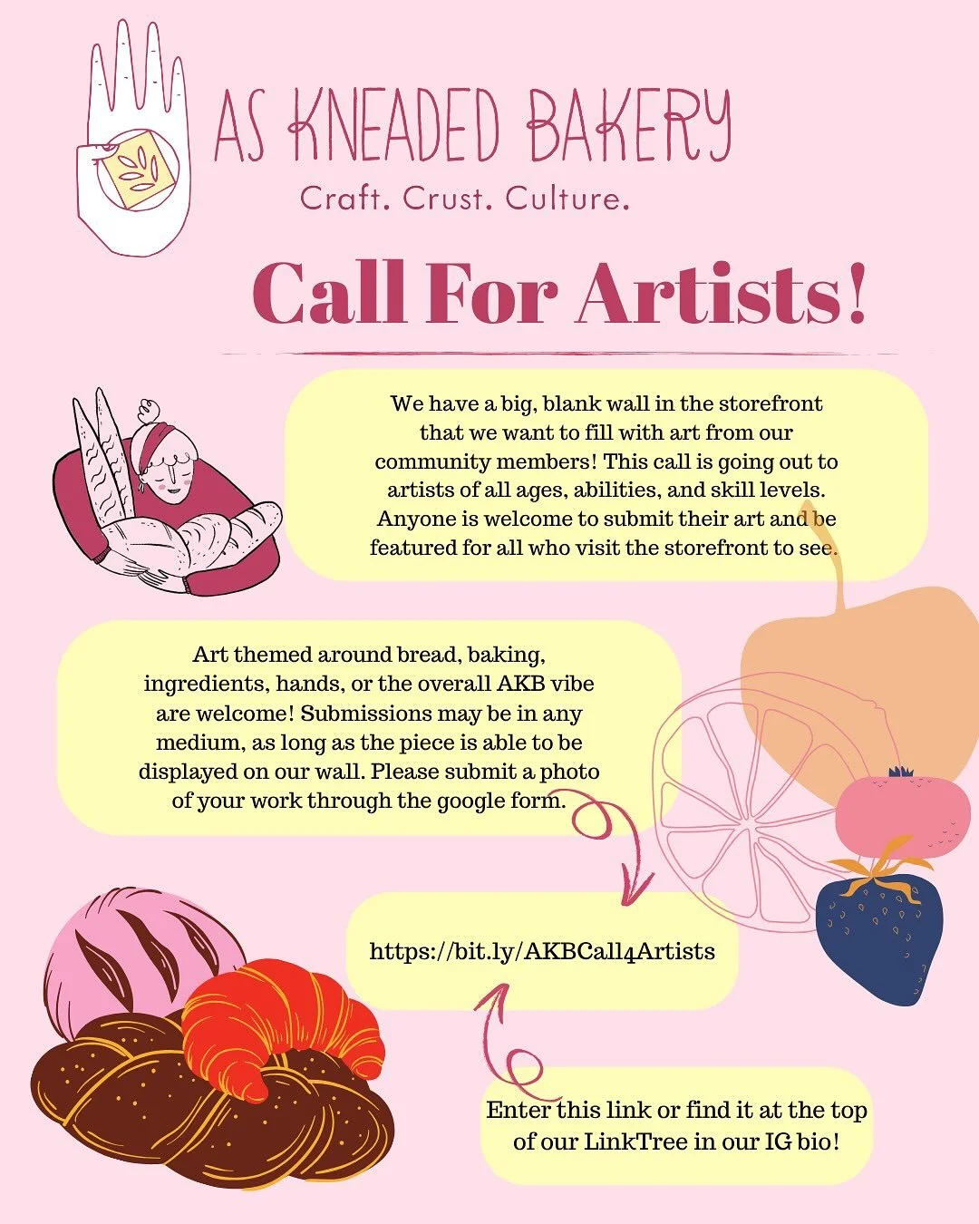 We want your beautiful art in our bready but bare-walled shop! Share with your favorite painter/sketch artist/ceramicist! All mediums welcome. π¨πΌοΈβοΈβπ½πΈ