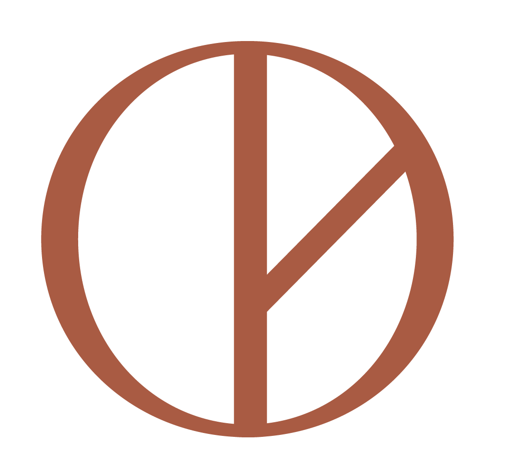 A brown and black circular emblem resembling a pie chart, divided into segments with a stylized 'V' shape in the center.