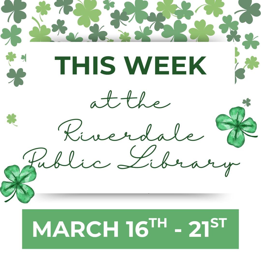 So much to do at the library this week (and weekend)! Join us for a whole lot of fun!

Visit https://riverdalelibrary.org/events/month for more info and to register for our programs

 #riverdalenj #libraryprograms #bookrecs #spring #booksale
