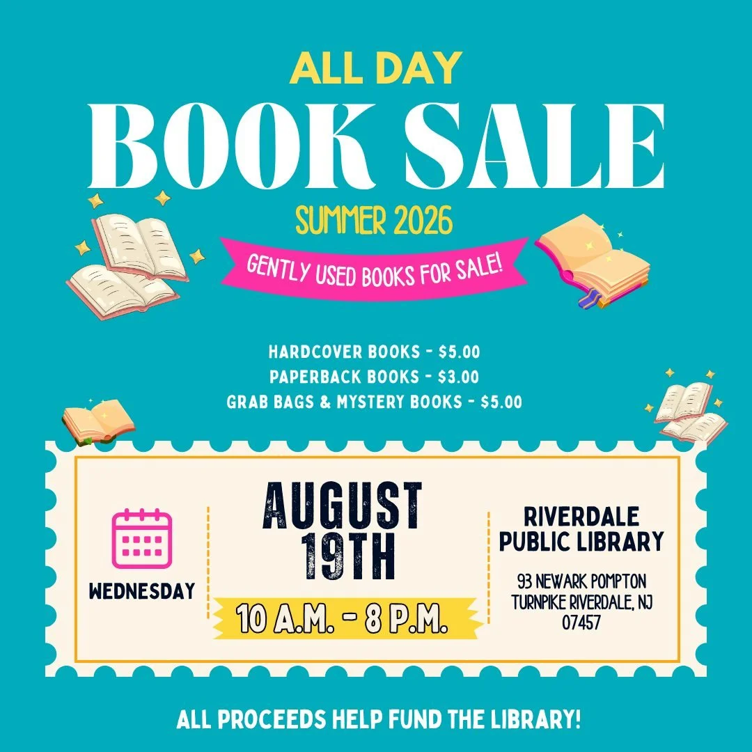 Come on down to the library this week for a book sale AND movie night!

And as a reminder, this Tuesday (8/18) is the last day kids can hand in their reading logs and trackers for summer reading! 🤓

 #riverdalenj #summer #libraryprograms