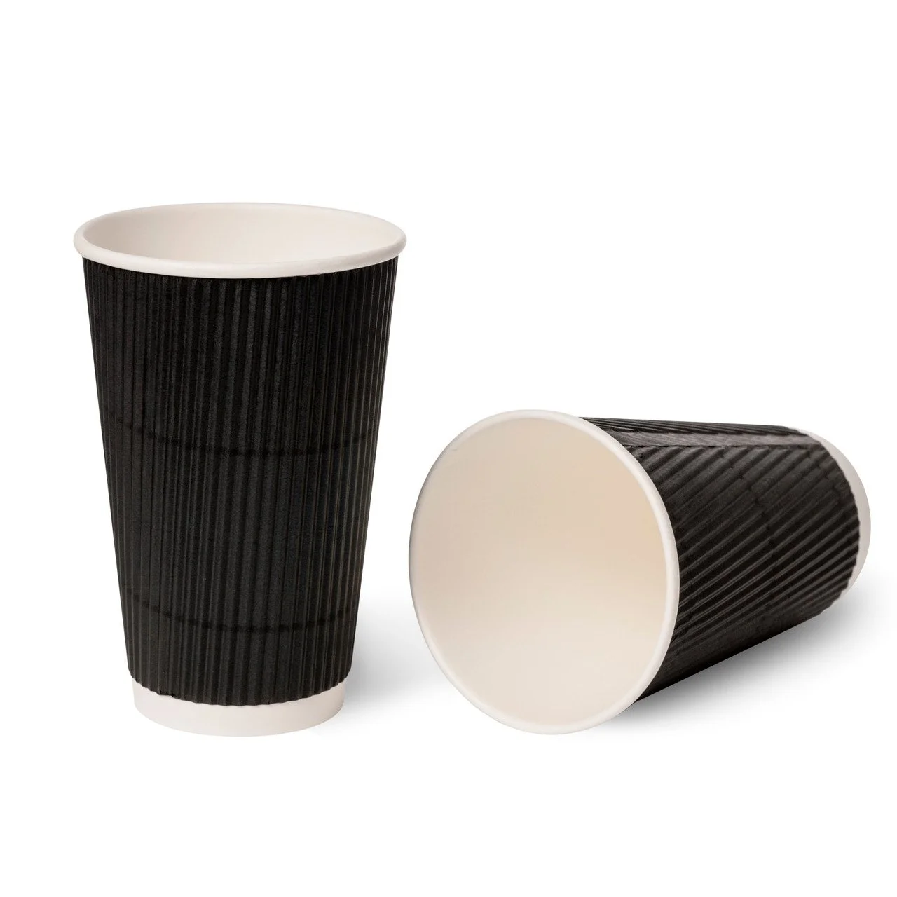 KV&C - 100 x 8oz / 227ml Kraft or Black Ripple Triple Walled Disposable Cups