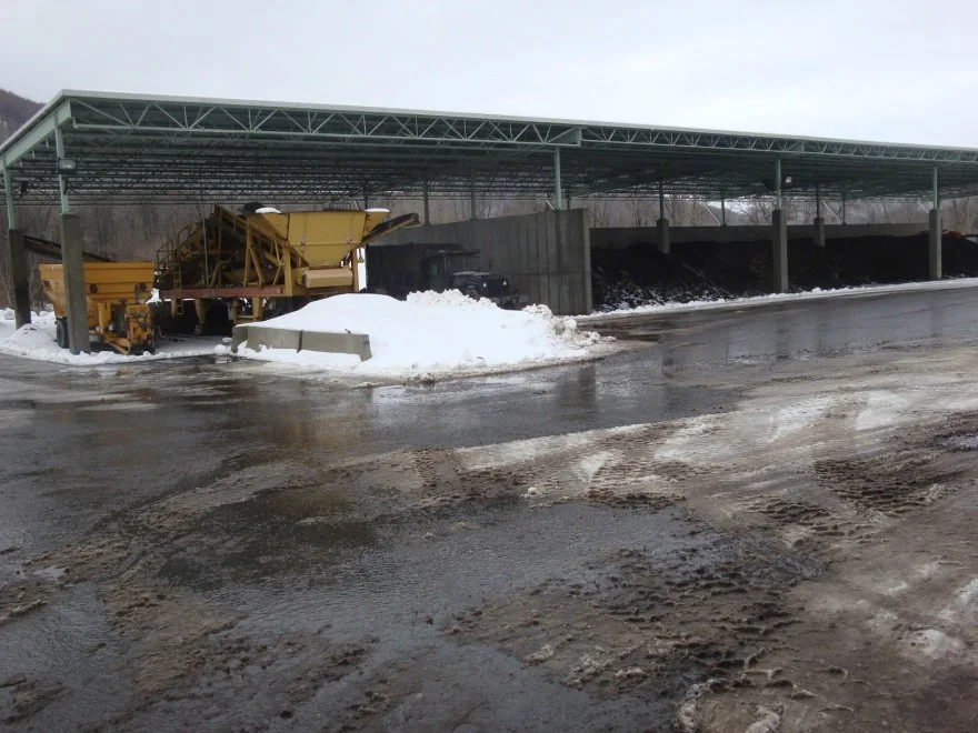 9: On-Site Composting:
Following the dewatering system, sludge cake is transferred to an on-site composting facility, where it is stabilized for beneficial reuse.  The on-site composting facility was originally constructed in 1983, upgraded in 1992, 