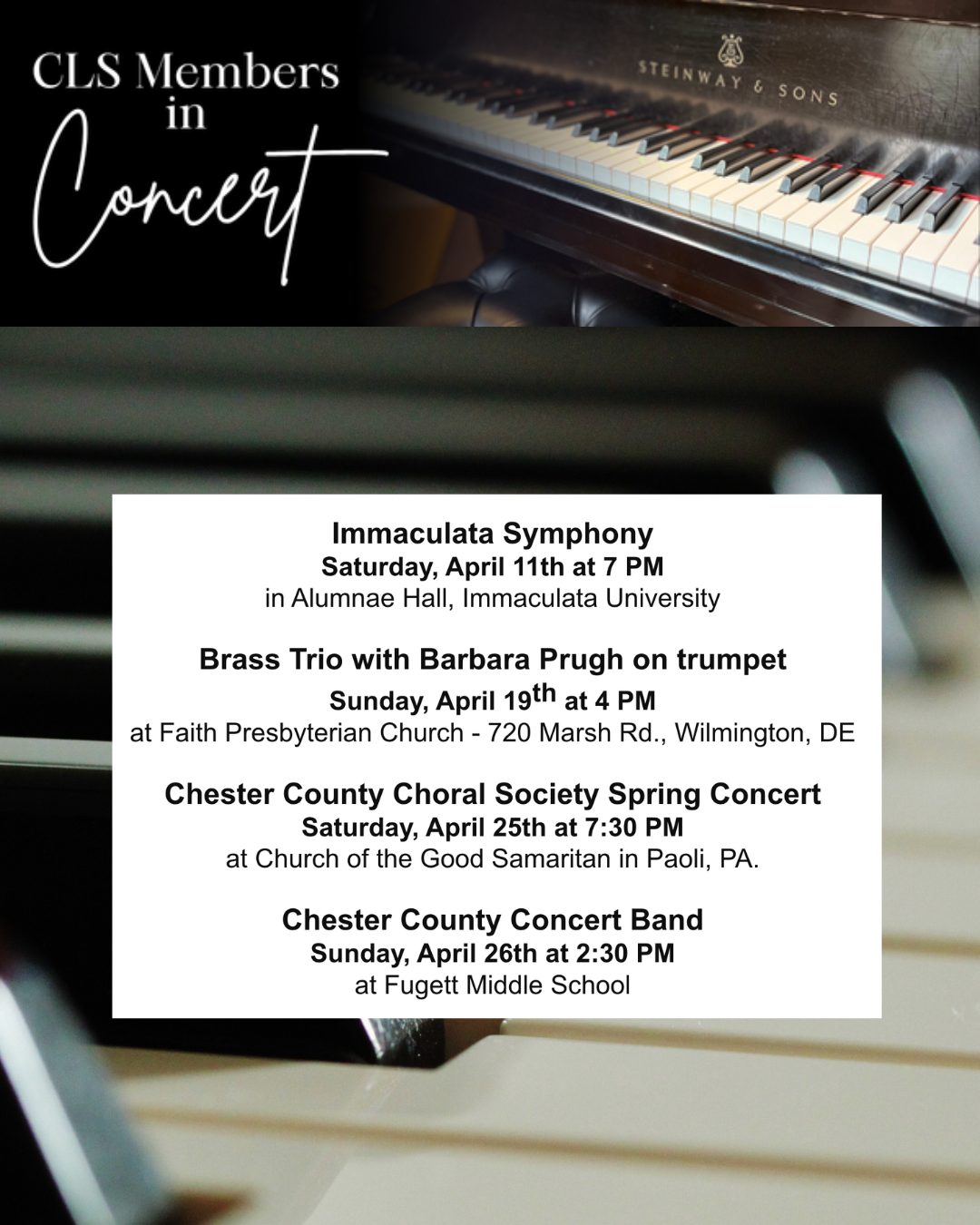 CLS Members in Concert Spring 2026 Performances